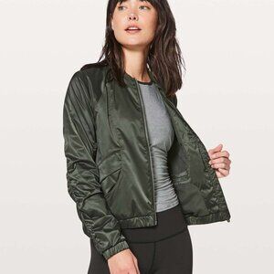 Lululemon Above The Clouds Bomber Jacket Evergreen Green Workout Women's Size 8